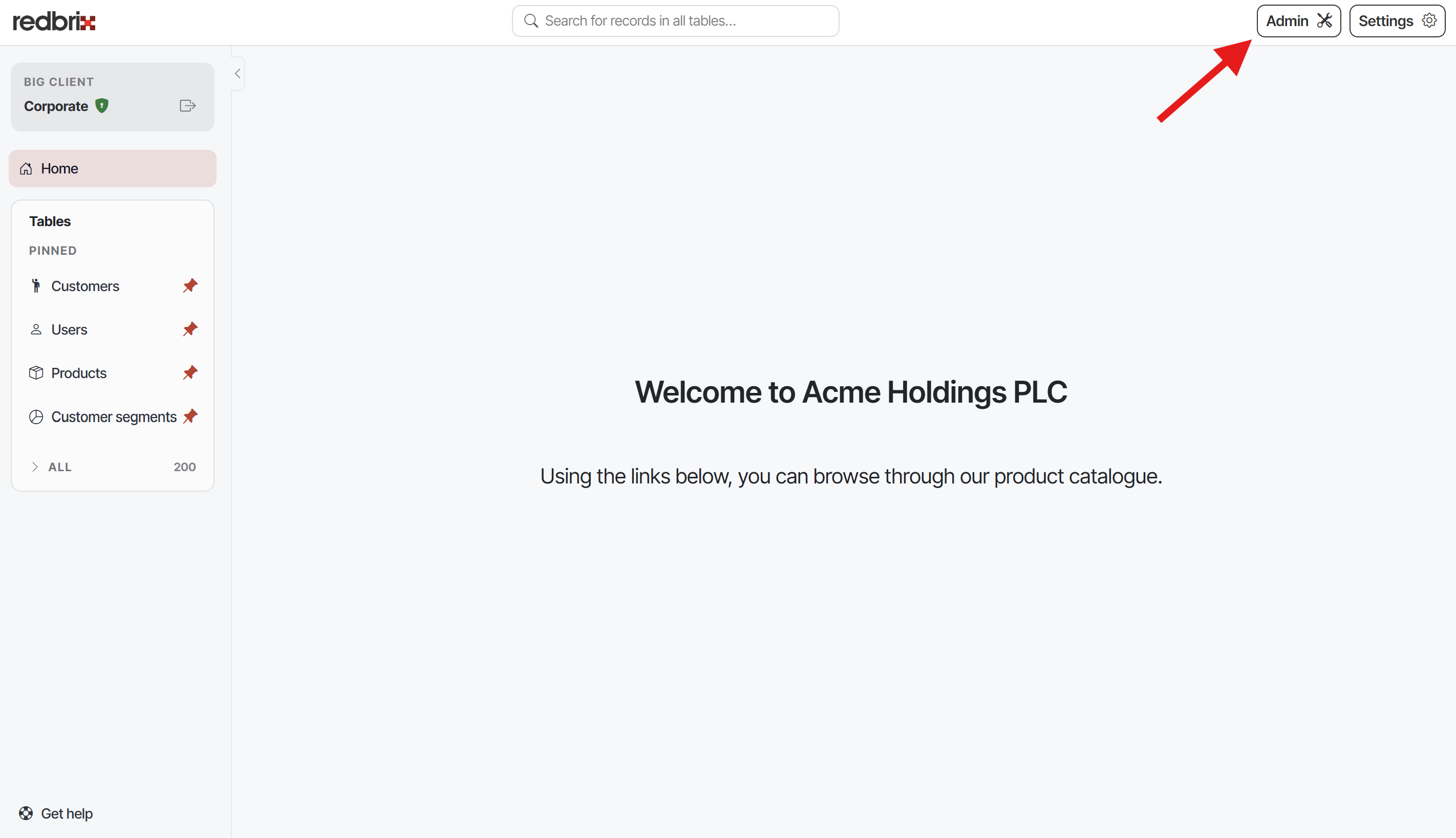 Global Admin Button Screenshot